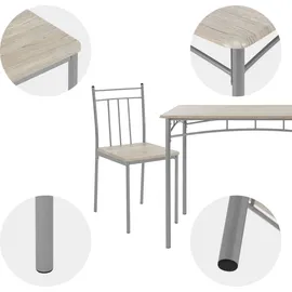 ML-Design Esstisch mit 4 Stühlen, Eiche hell, Holz, Esszimmerstühle mit Metallbeinen, & Beige