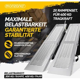 monzana Auffahrrampe Stahl 171 cm silber 2 Stück klappbar 400 kg Tragkraft