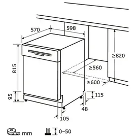 Exquisit EGSP9313-EF-030E Einbau-Geschirrspüler (unterbaufähig, 598 mm breit, Inox)