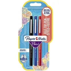 Paper Mate Flair Original, Medium, 3 Farben, Schwarz, Blau, Rot, Rundspitze, 1 mm, Schwarz, Blau, Rot