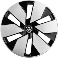 Volkswagen 10A071458BWZG Radkappen (4 Stück) Radzierblenden 18 Zoll Stahlfelgen Radblenden Bicolor, schwarz/Silber