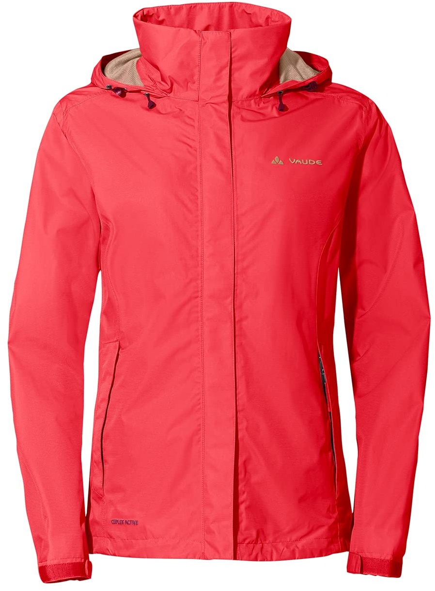 VAUDE Regenjacke Damen leicht - Women's Escape Light Jacket rot, wasserdichte Outdoor-Jacke, atmungsaktiver Windbreaker mit Kapuze, Klimaschonende Wanderjacke, 38