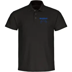 multifanshop Poloshirt - Bielefeld - Herzschlag - Druck blau - Polo