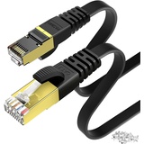 KASIMO Lan Kabel 10meter Netzwerkkabel 10 meter CAT 7 Kabel 10m Flach 10G/s Ethernet Kabel 10m mit vergoldetem RJ45 internetkabel 10m lan kabel 10m lan kabel 10 meter netzwerkkabel cat 7 10m Schwarz