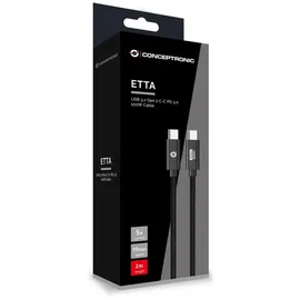 Conceptronic ETTA02B20 USB 3.2 Gen 2 C-C PD 3.0 100W Kabel, 2m, 20V 5A, 10Gbps, E-Mark