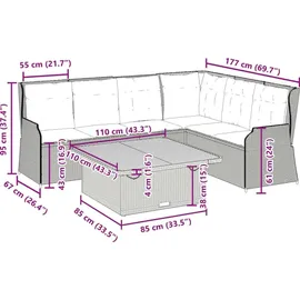 vidaXL Garten-Lounge-Set 5-tlg. grau
