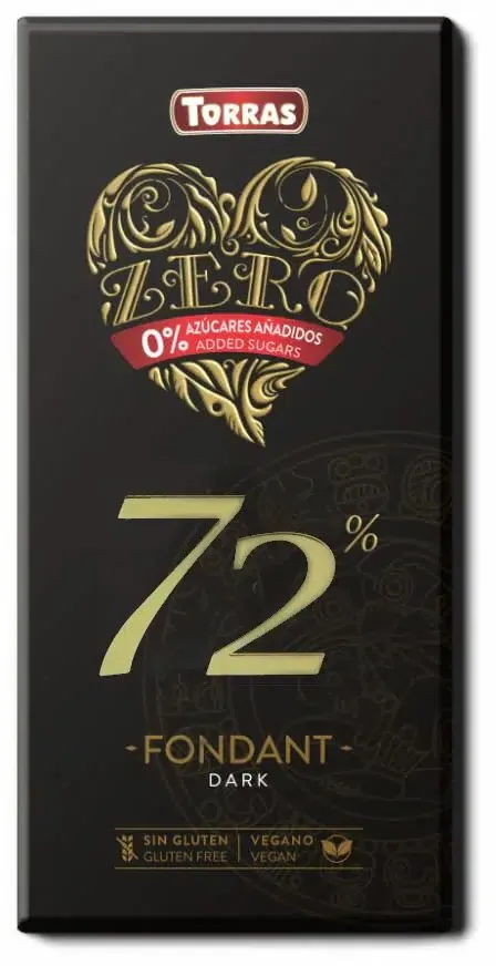 Torras Zero 72% Fondant Dark Chocolate Schokolade 0,1 kg