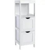 Svita Lintu Badregal Standregal Badezimmerschrank Schubladen Holzoptik Weiß