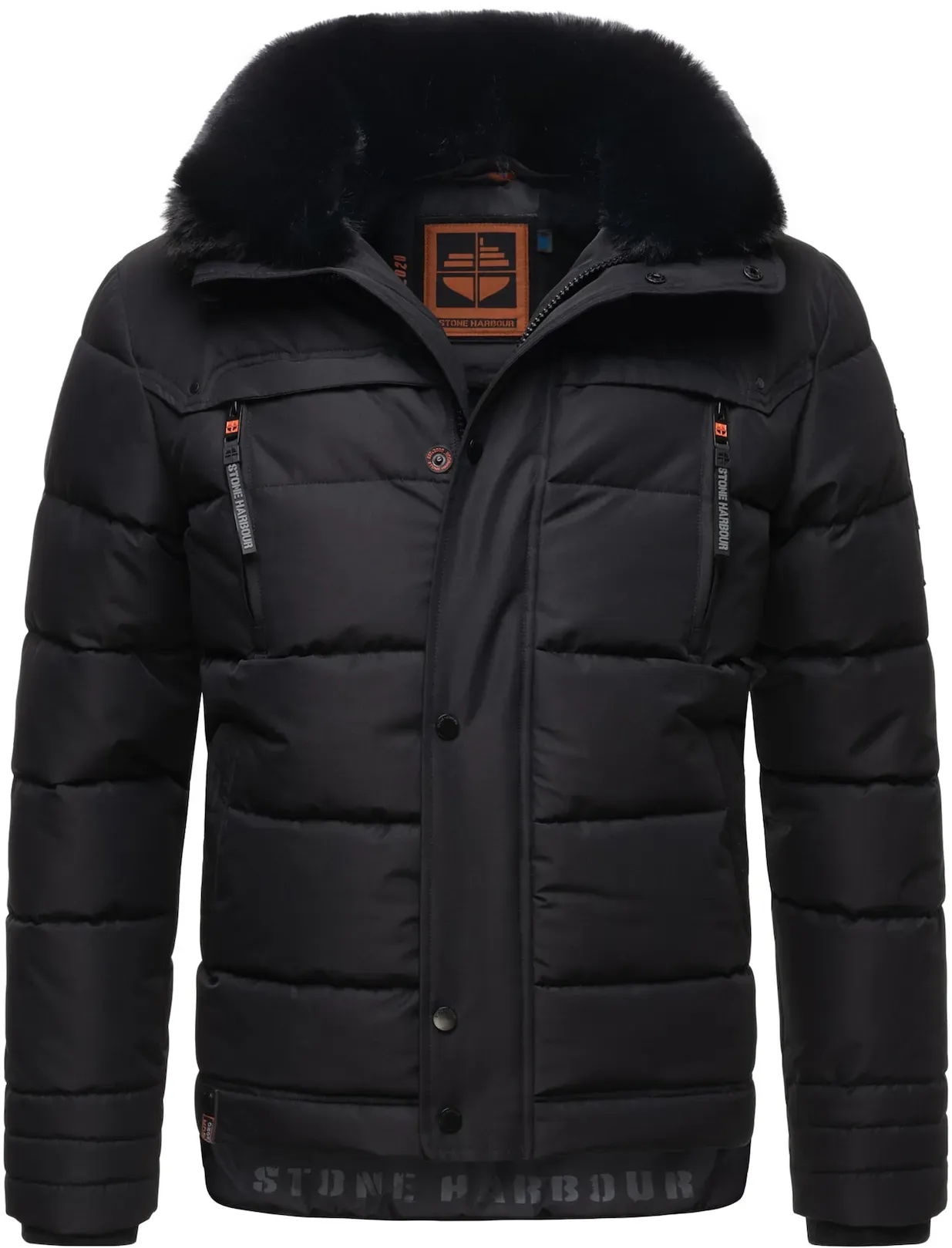 STONE HARBOUR Herren Winterjacke Outdoor Jacke gefüttert Kapuze warm mit Abnehmbare Kapuze Witaas