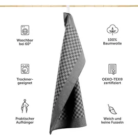 Blumtal Geschirrtücher Baumwolle 50x70 cm im 10er Set - Oeko-TEX zertifizierte Küchentücher - extrem saugstarke Geschirrhandtücher - Küchenhandtücher waschbar 95 °C - Geschirrtuch Schwarz-Weiß Karo