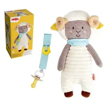 HABA 2011912001 - Schnullertier Widder Wollbert, Plüschtier, Schnullerhalter, 26 cm