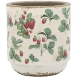 Chic Antique Fraises Übertopf – Keramik-Pflanztopf mit Erdbeer-Dekor, 13 cm, Ø 13 cm