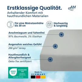 AM Qualitätsmatratzen Spannbettlaken Jersey 200 x 200 cm Hellgrau