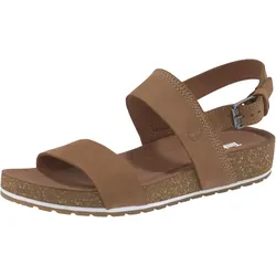 Sandale TIMBERLAND "Malibu Waves 2Band Sandal", Gr. 38,5, braun, Leder, sportlich, Schuhe