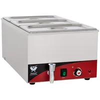 Beeketal 'BBM-3' Gastronorm Bain Marie mit Ablaufhahn, Profi Gastro Speisewärmer inkl. 3 x (GN) 1/3 Edelstahl Gastronorm Behälter mit Deckel, Wasserbad Temperatur einstellbar von 35-65 °C