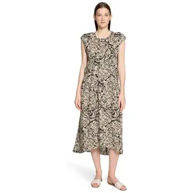 Cartoon Midikleid mit Muster Beige/Schwarz 46