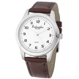 Eichmüller since 1950 Eichmüller Herrenuhr RE1000 Weiss-braun Lederband 39 mm