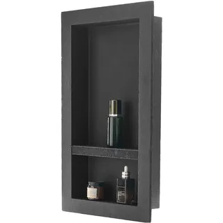 Vevor Duschnische, 10,16x40,64x71,12 cm, Wandnische mit beweglichem Trennregal, Seifen- & Shampoo-Aufbewahrungs-Organizer, versiegeltes Design, schwarz für Badezimmerdusche