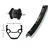 Bikeparts Bike-Parts Laufrad|Vorderrad 28x1.75 Zoll Nabendynamo DH-C3000 schwarz Festachse 36-Loch Exal ZX 19 schwarz|silber Nirosta-Speichen schwarz