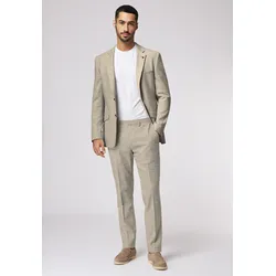 Hosenanzug ROY ROBSON "Aus Leinen Mit Pattentaschen", Herren, Gr. 52, Normalgrößen, braun, 38% Leinen, 35% Baumwolle, 25% Polyester, 2% Elasthan, Anzüge
