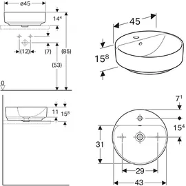 Geberit VariForm Aufsatzwaschtisch Ø 45 cm (500.769.01.2)