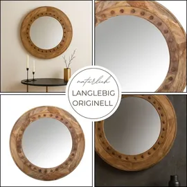 Marrakesch Orient & Mediterran Interior Wandspiegel Ablona 90cm - Skandinavischer Spiegel rund aus Holz