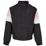 URBAN CLASSICS Light 3-tone Pull Over Jacke Black / Girly Pink / White 158-164 cm