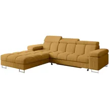 altdecor Ecksofa Cord mit Schlaffunktion 2-Sitzer Senfgelb