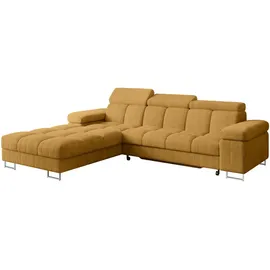 altdecor Ecksofa Cord mit Schlaffunktion 2-Sitzer Senfgelb