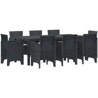 VidaXL 9-teiliges Garten-Essset mit Kissen Anthrazit Poly Rattan