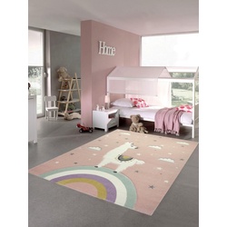 Kinderteppich Teppich Kinderzimmer Mädchen Kinderteppich Lama Einhorn rosa, Carpetia, rechteckig, Höhe: 13 mm rosa 160 cm x 230 cm x 13 mm