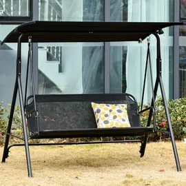 Outsunny Hollywoodschaukel Schwarz 3-Sitzer