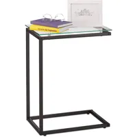 Relaxdays Beistelltisch, U-Form, Glas Tischplatte, Metall, Bauhausstil, Konsolentisch HxBxT: