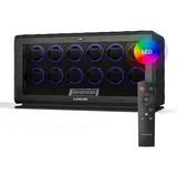 Klarstein LuminousTime Uhrenbeweger für 12 Uhren – Automatik-Uhrenbeweger mit Flüsterleisem Japanischem Motor, LCD-Touchpanel & Fernbedienung, 20 TPD-Einstellungen, RGB & LED-Beleuchtung