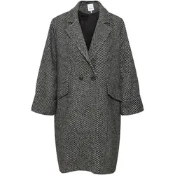 Wollmantel FRANSA "Wollmantel FPPalma", Damen, Gr. 50, schwarz (schwarz mix), Obermaterial: 80% Polyester PES. 20% Wolle WO., casual, kniebedeckend, Mäntel
