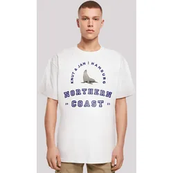 T-Shirt F4NT4STIC "Robbe Knut & Jan Hamburg", Herren, Gr. 5XL, weiß, Obermaterial: 100% Baumwolle, casual, oversize, Rundhals, Kurzarm ohne Bündchen, Shirts, Print