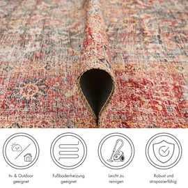 LUXOR LIVING Lago, rot, B:80cm H:6mm L:150cm, Polyester, Teppiche, Teppich, faltbarer Teppich, modernes Design, waschbar, In- und Outdoor geeignet