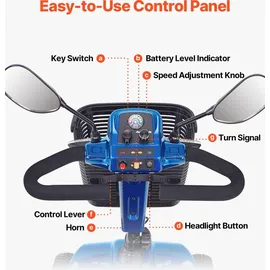 Vevor 4-Rad Elektromobil für Senioren klappbar 25 km Blau