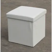 Echtwerk Sitzwürfel Kunstleder 38 x 38 x 38 cm Weiß