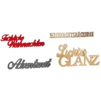 4 Stück Holz Schriftzug Weihnachten Fröhliche Weihnachten Adventszeit