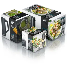 Arendo - SET Toaster MANHA mit Eierkocher SEVENCOOK Edelstahl Grau, Toaster 4 Scheiben, LED-Display, 6 Bräunungsgrade, Brötchenhalter - Eierkocher 1-7
