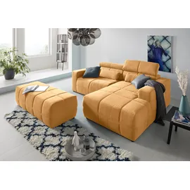 DOMO collection »Brandon Sitzbelastung 140 kg, kleine Ausführung B/T/H: 214/100/80 cm«, Mit Kopfteilverstellung, auch in Leder und Cord, L-Form orange