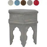 Marrakesch Orient & Mediterran Interior Orientalischer Vintage Beistelltisch Hocker Inam Grau