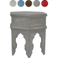 Marrakesch Orient & Mediterran Interior Orientalischer Vintage Beistelltisch Hocker Inam Grau