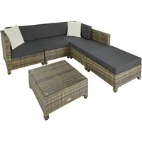 Tectake tectake® Rattan Lounge mit Aluminiumgestell wetterfest und UV-beständig, mit Sicherheitsglasplatte
