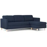 VCM Marino Sofa, Chaiselongsofa rechts oder links gewendet in blauen Stoff mit Holzbeinen. - Blau