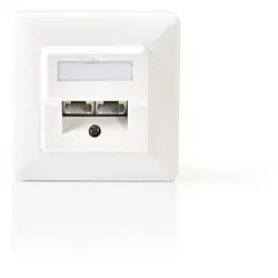 Nedis Netzwerk-Wanddose - Unterputz - 2-Port port(s) - CAT5e - Gerade - Buchse - Vergoldet - ABS - Weiss - Box