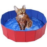 Faltbar Hundepool, Hund Schwimmbad Umweltfreundliche PVC rutschfest Planschbecken mit Ablassventil Sommer Schwimmbad Schwimmbecken Für Hund Katze (50 * 8cm(19.68 * 3.15''))