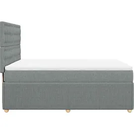 vidaXL Boxspringbett mit Matratze Hellgrau 140x200 cm Stoff
