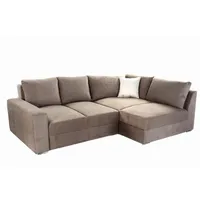 luma-home Federkern Ecksofa Schlafcouch L-Polsterecke mit Topper Bettkasten in Hell-Braun Textil, 3-Sitzer, Füllung: Kaltschaum, L-Form,L-Form, 260x181 cm, Wohnzimmer, Sofas & Couches, Wohnlandschaften, Ecksofas